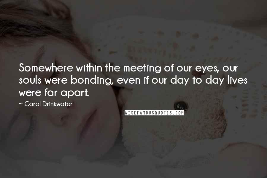Carol Drinkwater Quotes: Somewhere within the meeting of our eyes, our souls were bonding, even if our day to day lives were far apart.