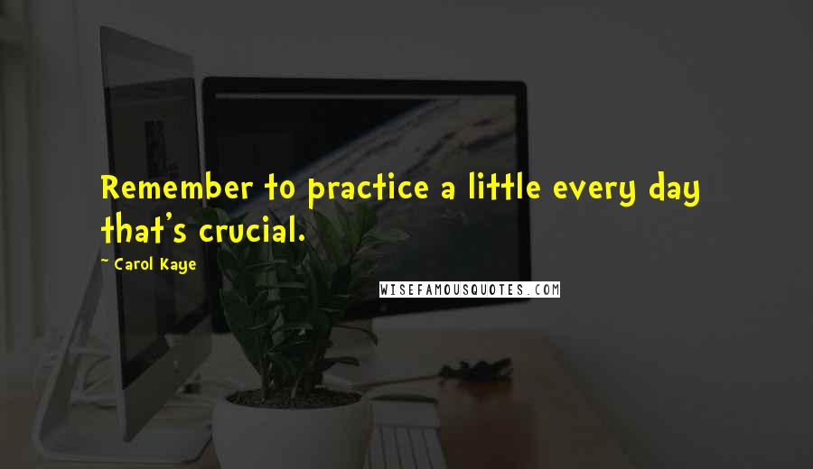 Carol Kaye Quotes: Remember to practice a little every day  that's crucial.