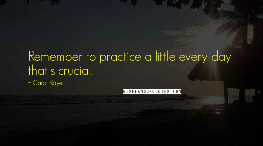 Carol Kaye Quotes: Remember to practice a little every day  that's crucial.