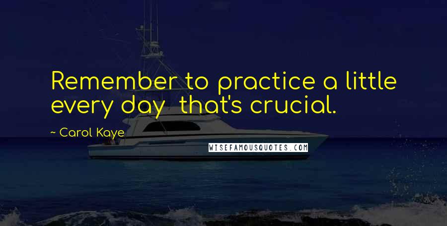 Carol Kaye Quotes: Remember to practice a little every day  that's crucial.