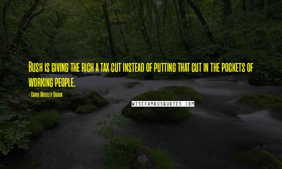 Carol Moseley Braun Quotes: Bush is giving the rich a tax cut instead of putting that cut in the pockets of working people.