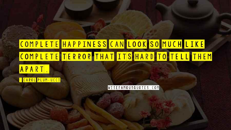 Carol Plum-Ucci Quotes: Complete happiness can look so much like complete terror that its hard to tell them apart.