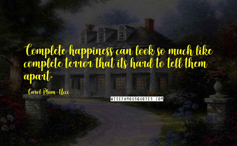 Carol Plum-Ucci Quotes: Complete happiness can look so much like complete terror that its hard to tell them apart.