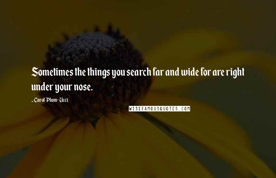 Carol Plum-Ucci Quotes: Sometimes the things you search far and wide for are right under your nose.