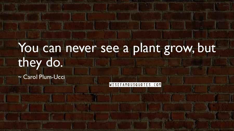 Carol Plum-Ucci Quotes: You can never see a plant grow, but they do.