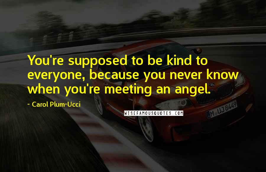 Carol Plum-Ucci Quotes: You're supposed to be kind to everyone, because you never know when you're meeting an angel.