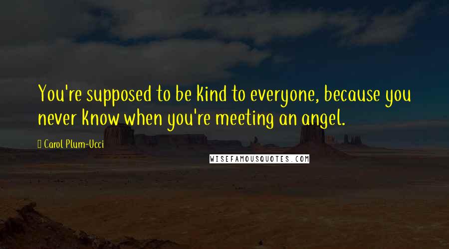 Carol Plum-Ucci Quotes: You're supposed to be kind to everyone, because you never know when you're meeting an angel.