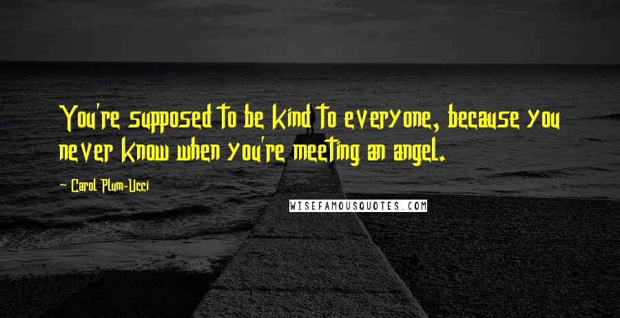 Carol Plum-Ucci Quotes: You're supposed to be kind to everyone, because you never know when you're meeting an angel.