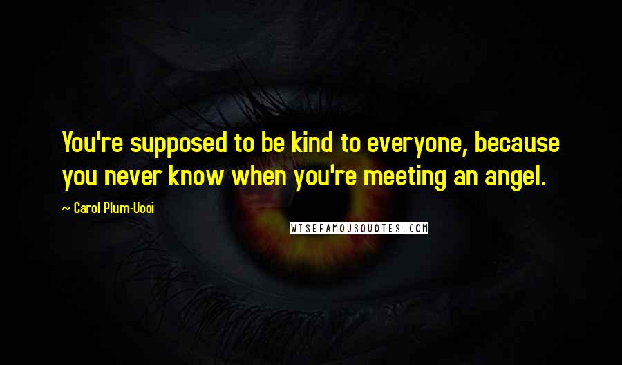 Carol Plum-Ucci Quotes: You're supposed to be kind to everyone, because you never know when you're meeting an angel.