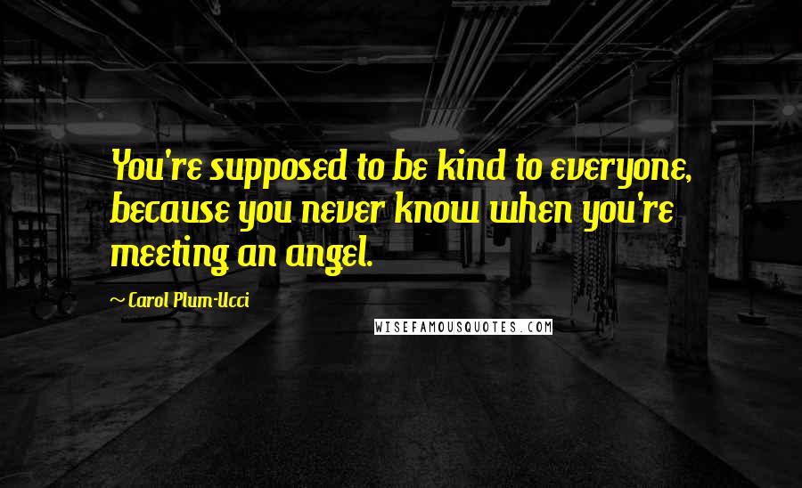 Carol Plum-Ucci Quotes: You're supposed to be kind to everyone, because you never know when you're meeting an angel.