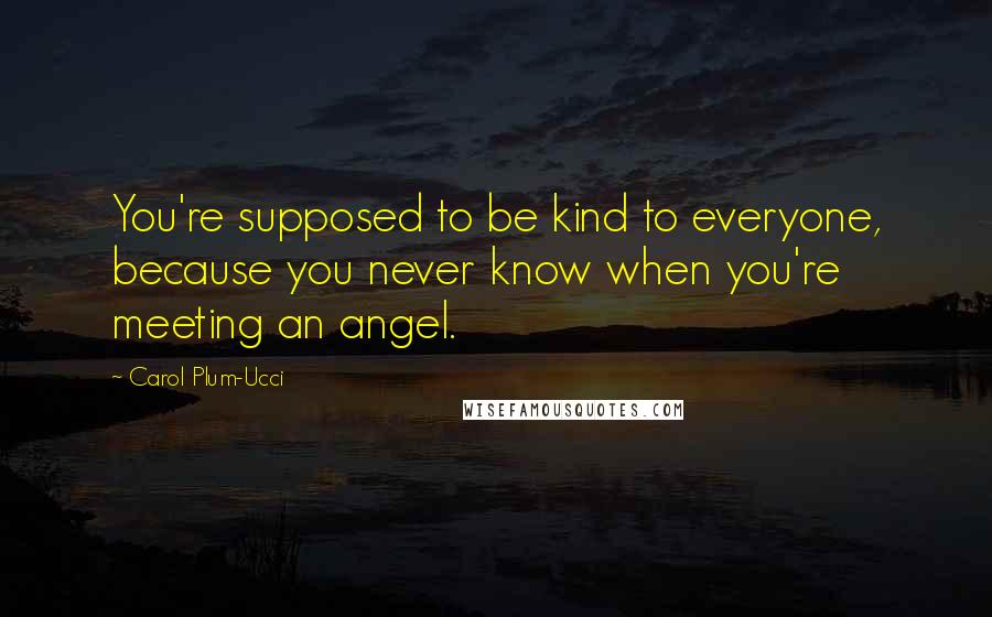 Carol Plum-Ucci Quotes: You're supposed to be kind to everyone, because you never know when you're meeting an angel.