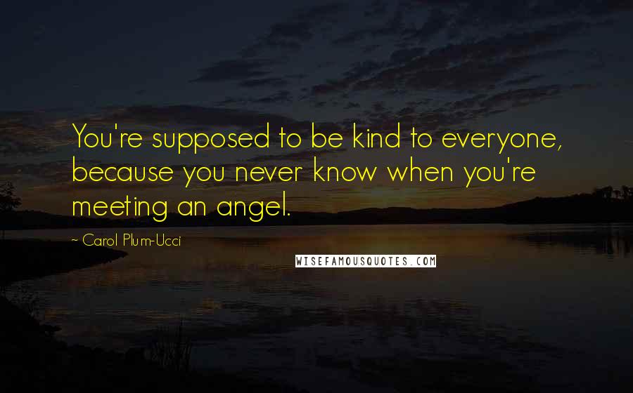 Carol Plum-Ucci Quotes: You're supposed to be kind to everyone, because you never know when you're meeting an angel.