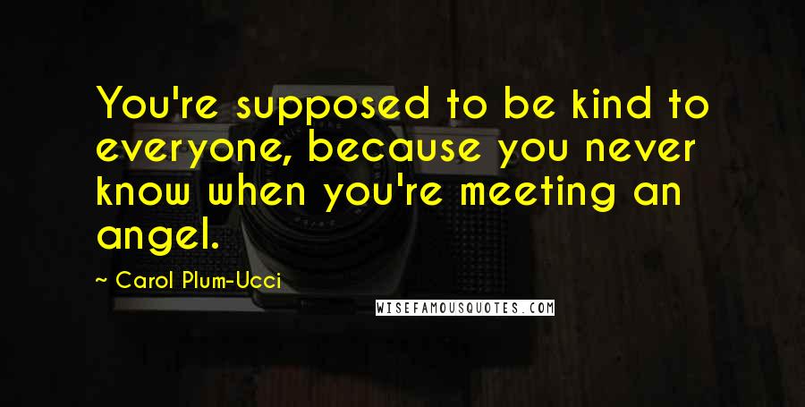 Carol Plum-Ucci Quotes: You're supposed to be kind to everyone, because you never know when you're meeting an angel.