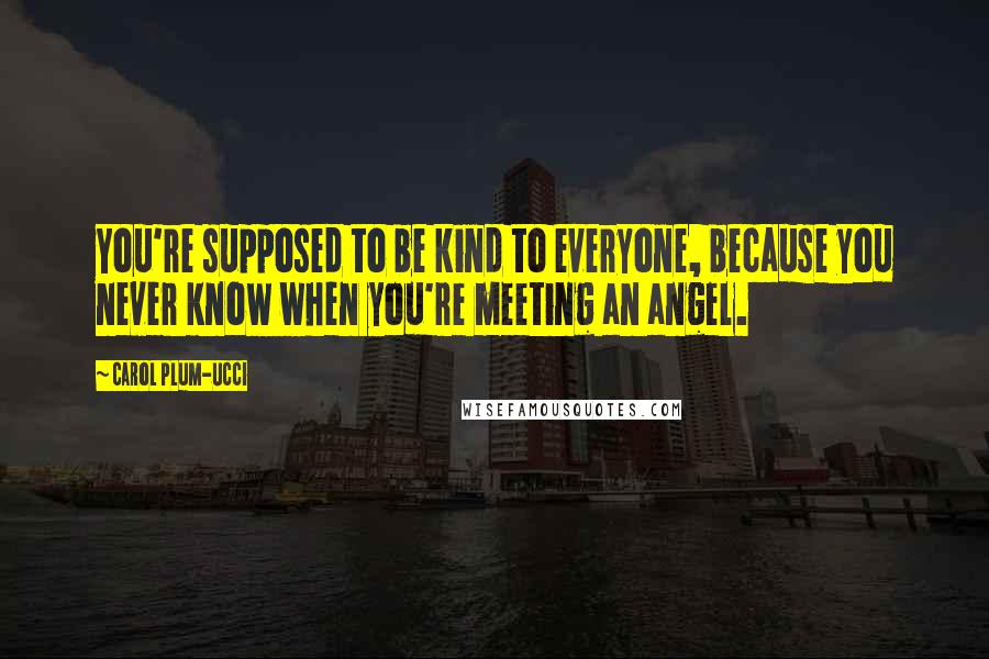 Carol Plum-Ucci Quotes: You're supposed to be kind to everyone, because you never know when you're meeting an angel.