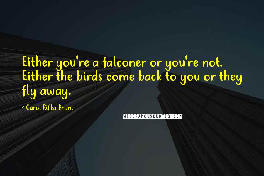 Carol Rifka Brunt Quotes: Either you're a falconer or you're not. Either the birds come back to you or they fly away.