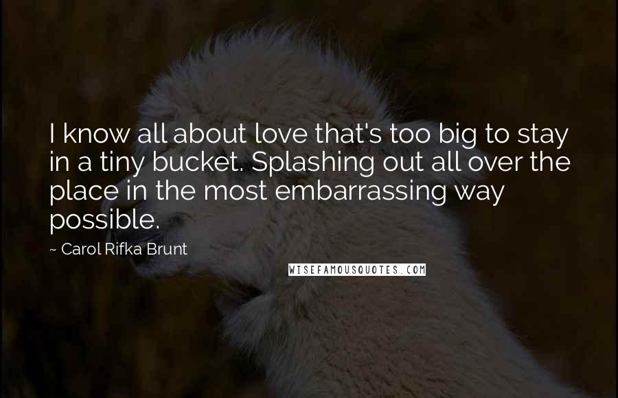 Carol Rifka Brunt Quotes: I know all about love that's too big to stay in a tiny bucket. Splashing out all over the place in the most embarrassing way possible.