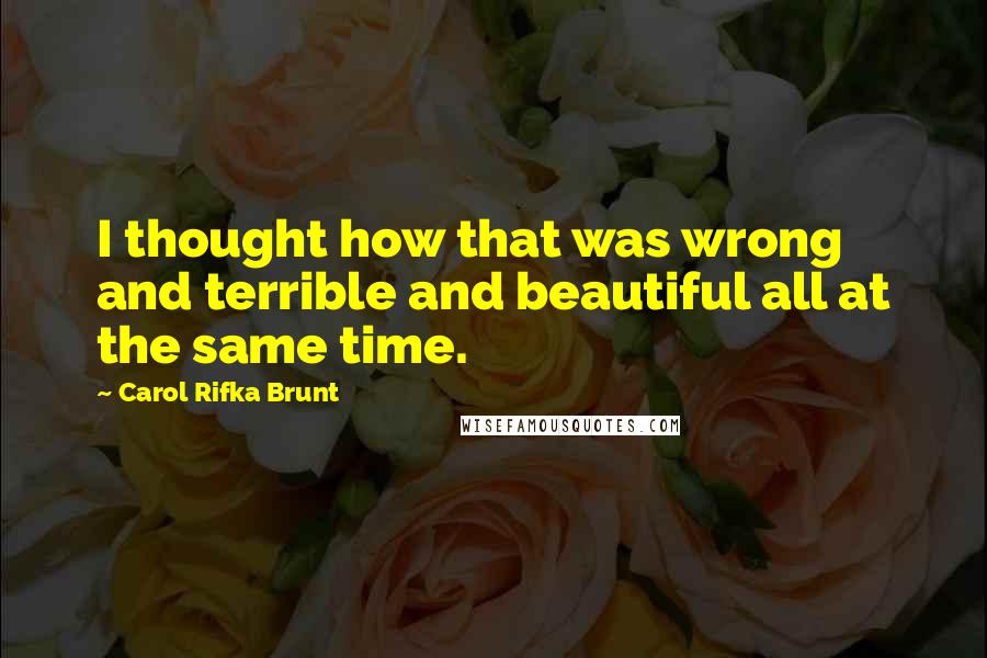 Carol Rifka Brunt Quotes: I thought how that was wrong and terrible and beautiful all at the same time.