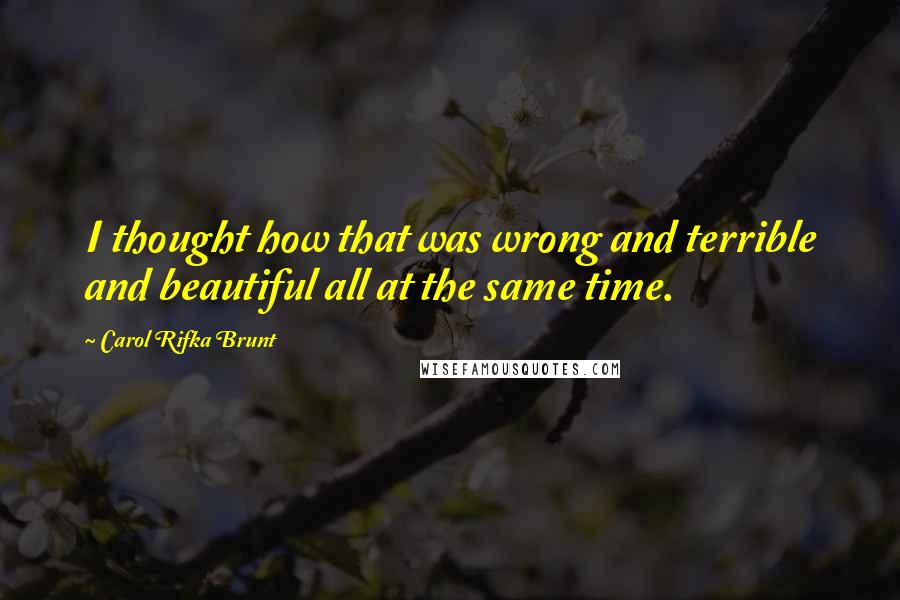 Carol Rifka Brunt Quotes: I thought how that was wrong and terrible and beautiful all at the same time.