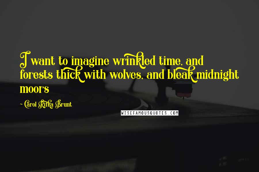 Carol Rifka Brunt Quotes: I want to imagine wrinkled time, and forests thick with wolves, and bleak midnight moors