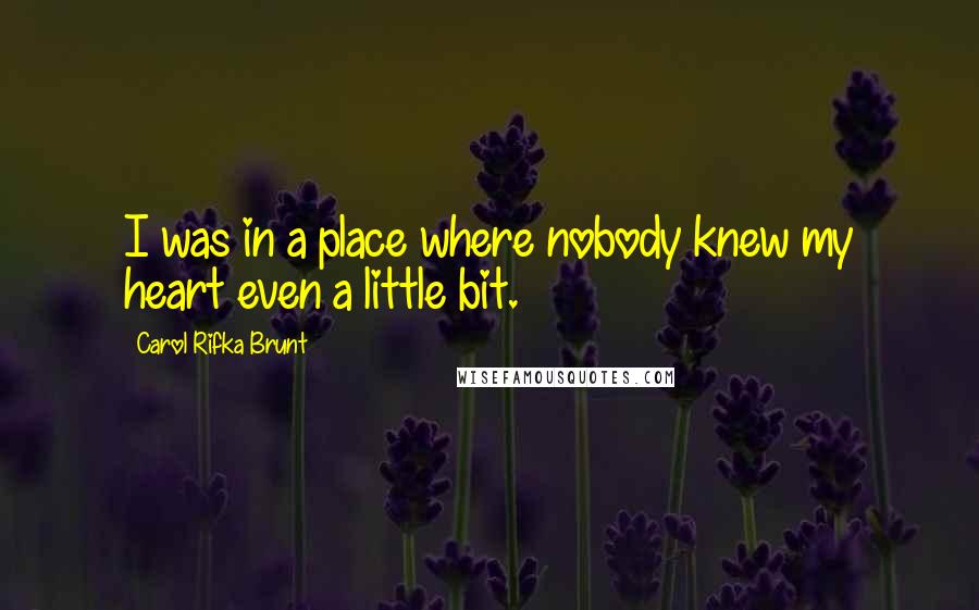 Carol Rifka Brunt Quotes: I was in a place where nobody knew my heart even a little bit.