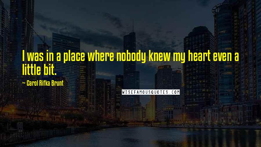 Carol Rifka Brunt Quotes: I was in a place where nobody knew my heart even a little bit.