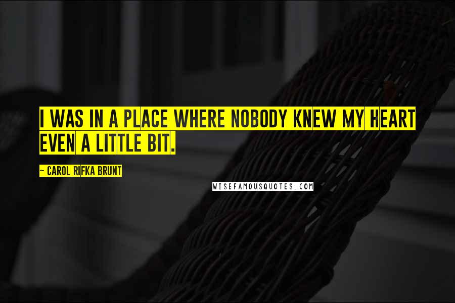 Carol Rifka Brunt Quotes: I was in a place where nobody knew my heart even a little bit.