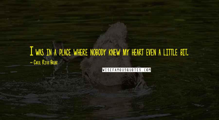 Carol Rifka Brunt Quotes: I was in a place where nobody knew my heart even a little bit.