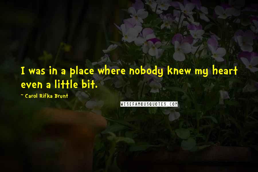 Carol Rifka Brunt Quotes: I was in a place where nobody knew my heart even a little bit.