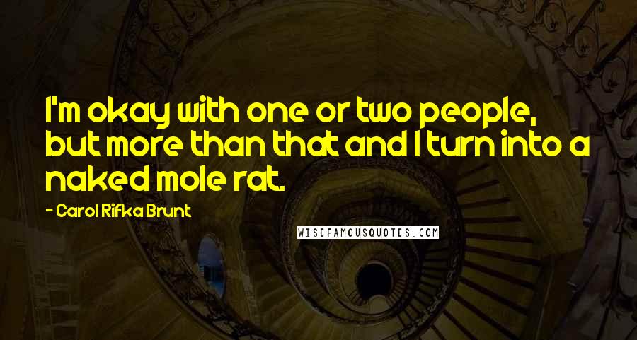 Carol Rifka Brunt Quotes: I'm okay with one or two people, but more than that and I turn into a naked mole rat.