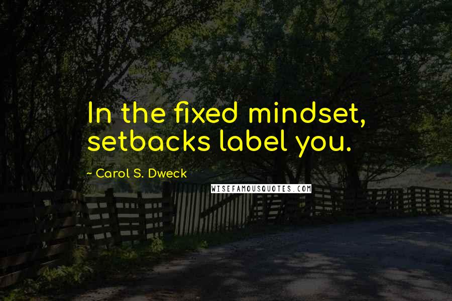 Carol S. Dweck Quotes: In the fixed mindset, setbacks label you.