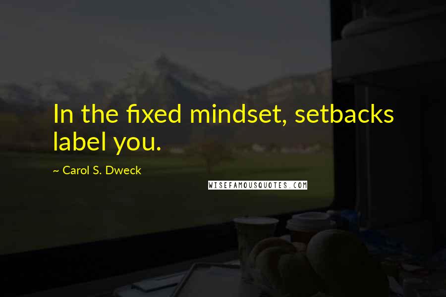 Carol S. Dweck Quotes: In the fixed mindset, setbacks label you.