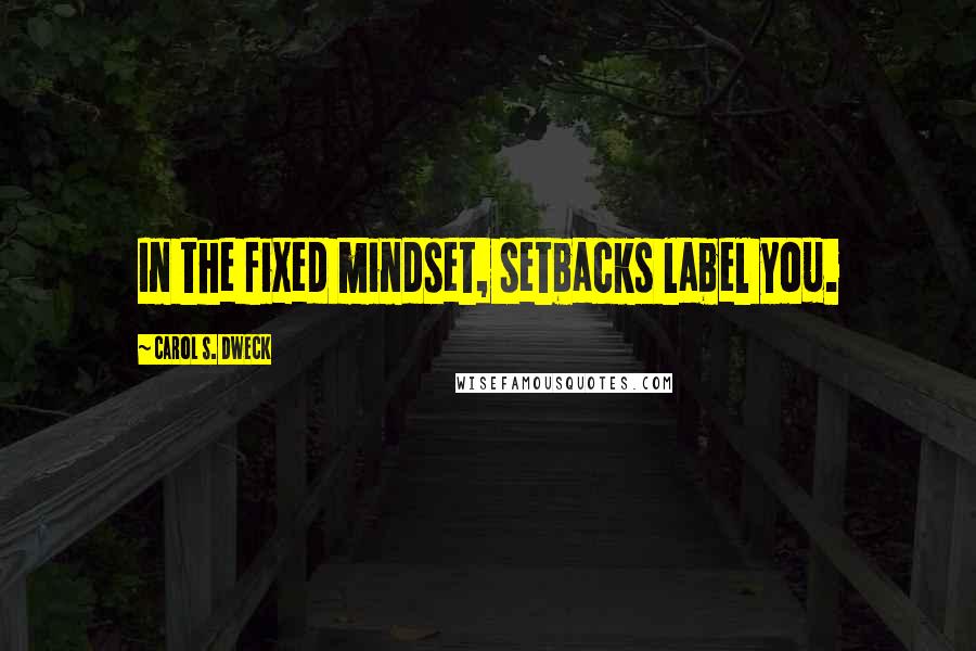 Carol S. Dweck Quotes: In the fixed mindset, setbacks label you.