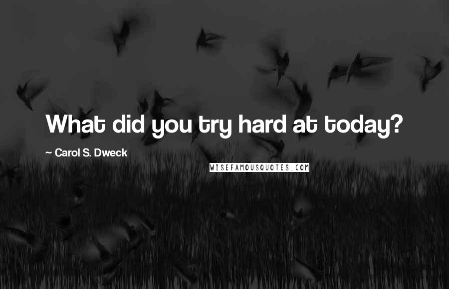 Carol S. Dweck Quotes: What did you try hard at today?