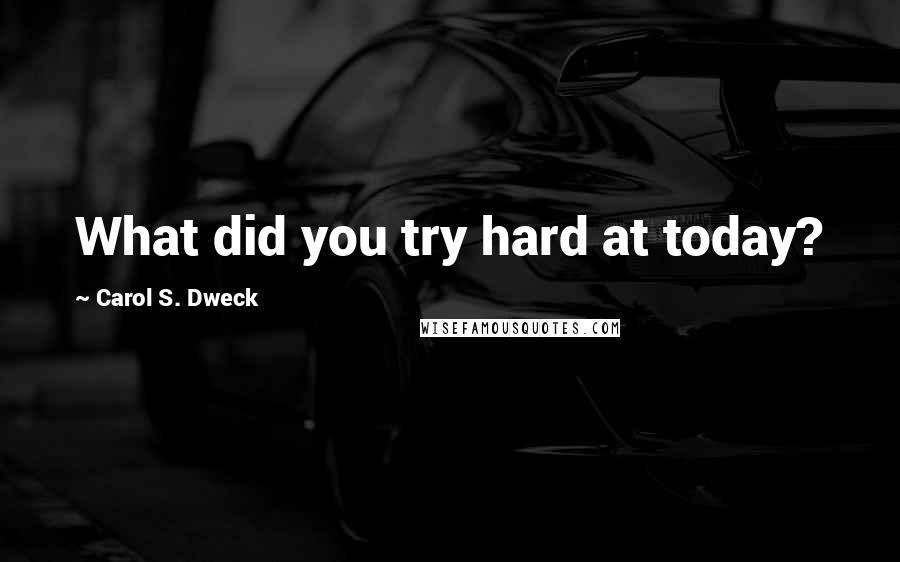 Carol S. Dweck Quotes: What did you try hard at today?