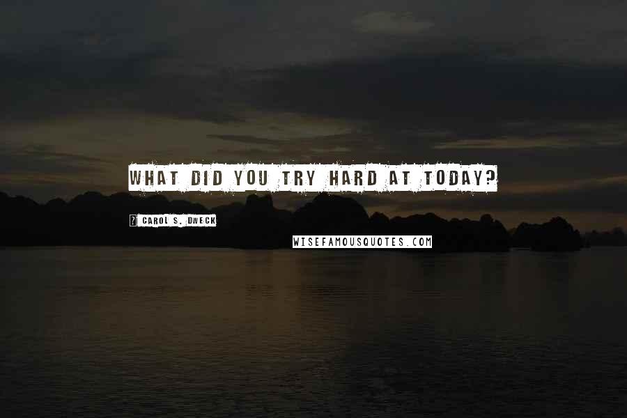 Carol S. Dweck Quotes: What did you try hard at today?