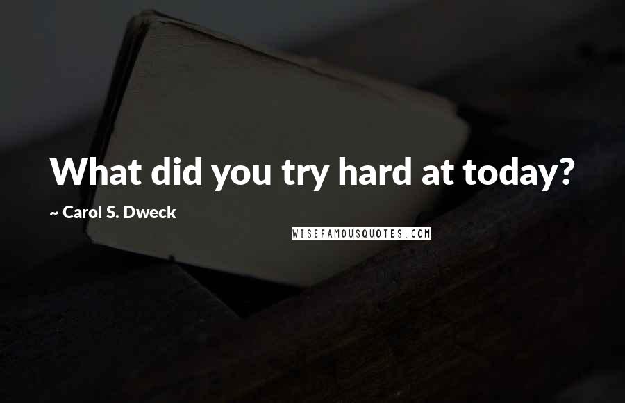 Carol S. Dweck Quotes: What did you try hard at today?