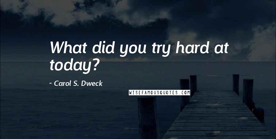 Carol S. Dweck Quotes: What did you try hard at today?