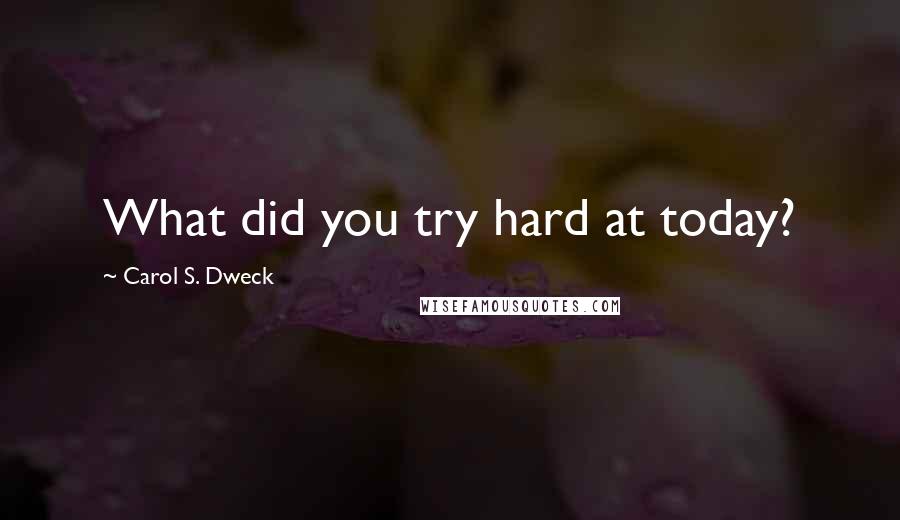 Carol S. Dweck Quotes: What did you try hard at today?