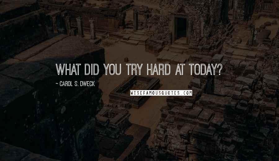 Carol S. Dweck Quotes: What did you try hard at today?