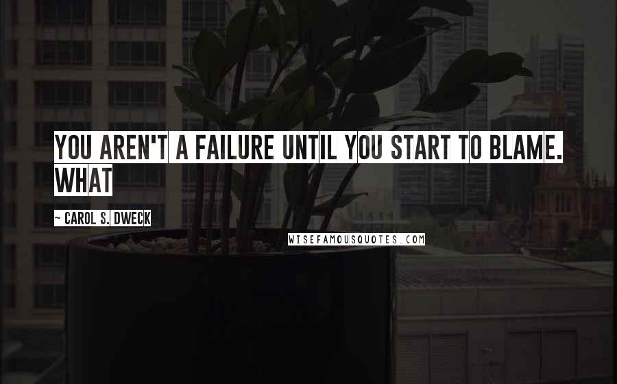 Carol S. Dweck Quotes: you aren't a failure until you start to blame. What