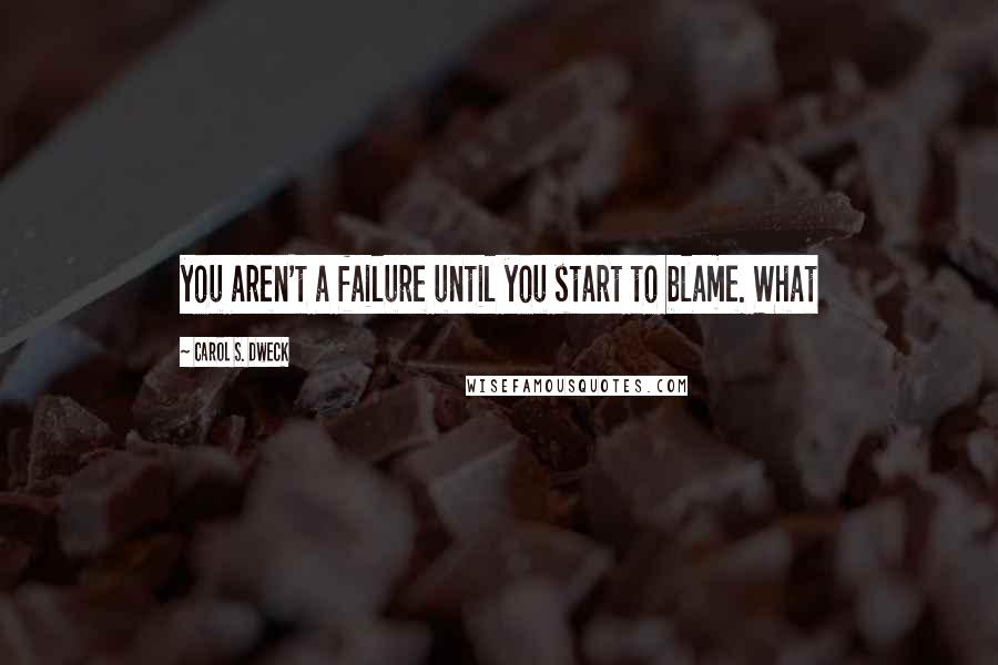 Carol S. Dweck Quotes: you aren't a failure until you start to blame. What