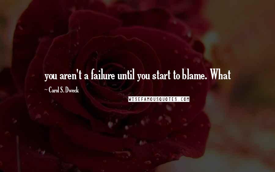 Carol S. Dweck Quotes: you aren't a failure until you start to blame. What