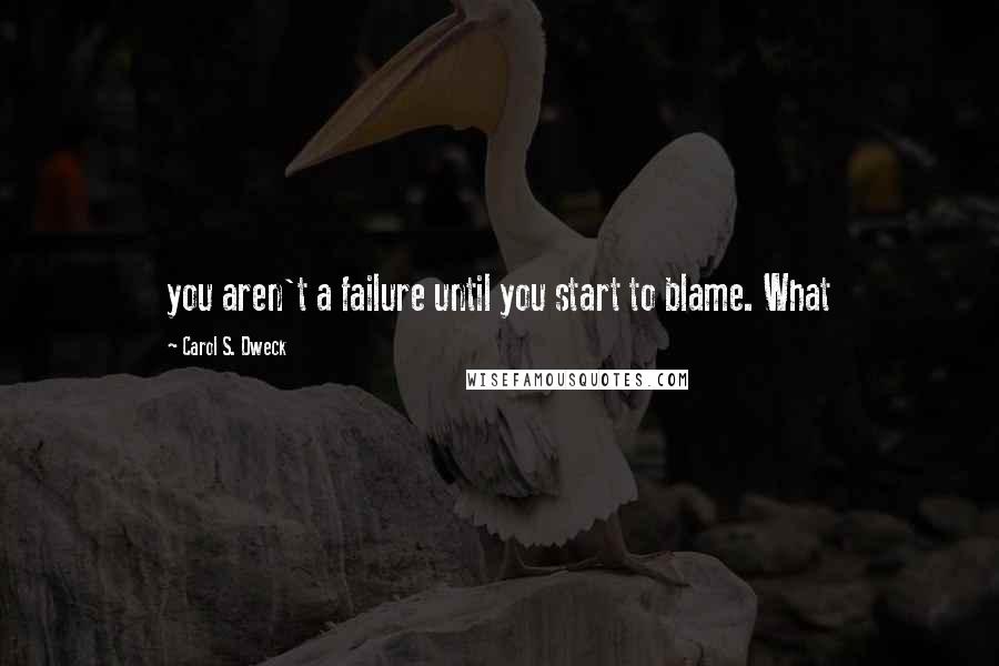 Carol S. Dweck Quotes: you aren't a failure until you start to blame. What