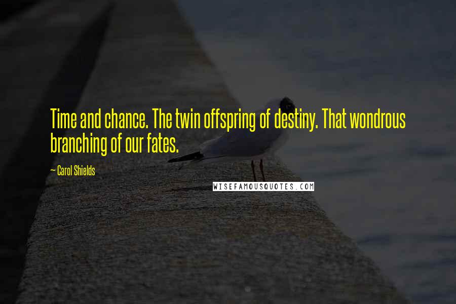 Carol Shields Quotes: Time and chance. The twin offspring of destiny. That wondrous branching of our fates.