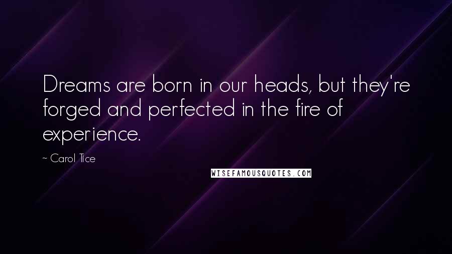 Carol Tice Quotes: Dreams are born in our heads, but they're forged and perfected in the fire of experience.