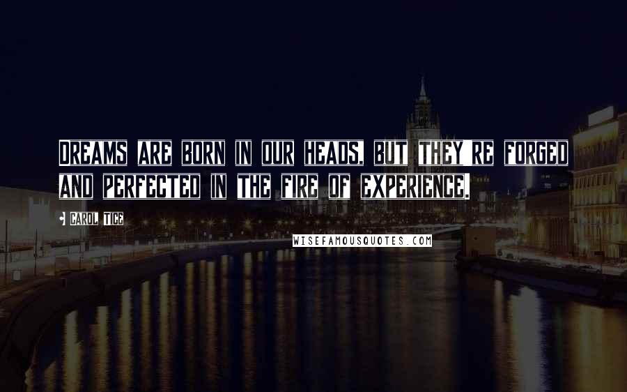 Carol Tice Quotes: Dreams are born in our heads, but they're forged and perfected in the fire of experience.