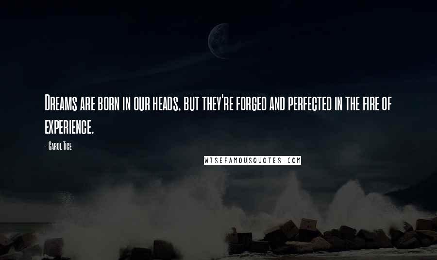 Carol Tice Quotes: Dreams are born in our heads, but they're forged and perfected in the fire of experience.