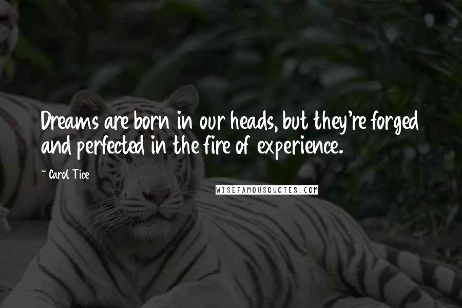 Carol Tice Quotes: Dreams are born in our heads, but they're forged and perfected in the fire of experience.