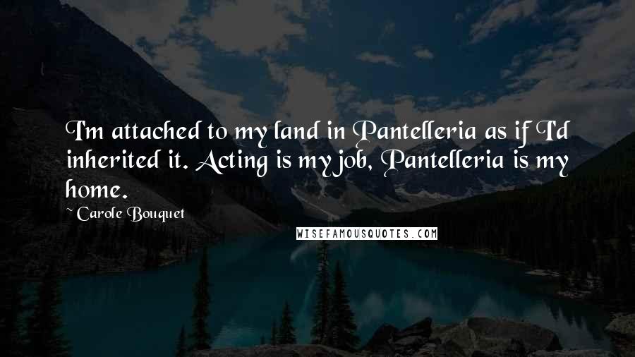 Carole Bouquet Quotes: I'm attached to my land in Pantelleria as if I'd inherited it. Acting is my job, Pantelleria is my home.