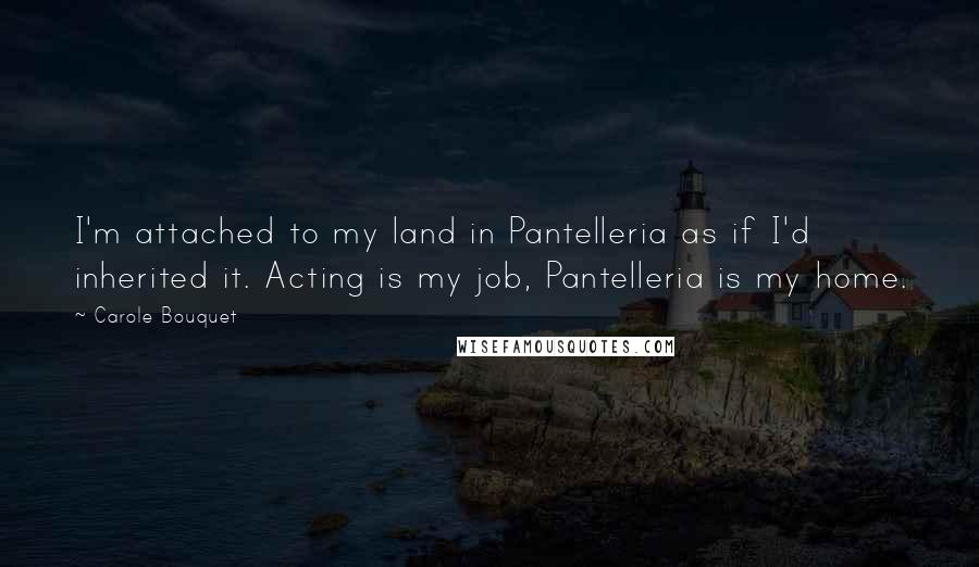 Carole Bouquet Quotes: I'm attached to my land in Pantelleria as if I'd inherited it. Acting is my job, Pantelleria is my home.